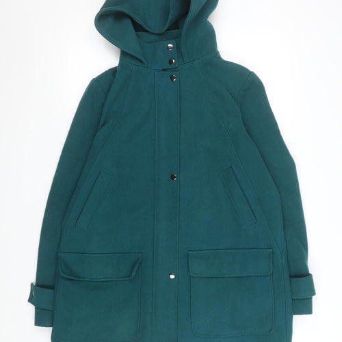 Maine New England Women's Green Hooded Wool Blend Parka Coat Size 14