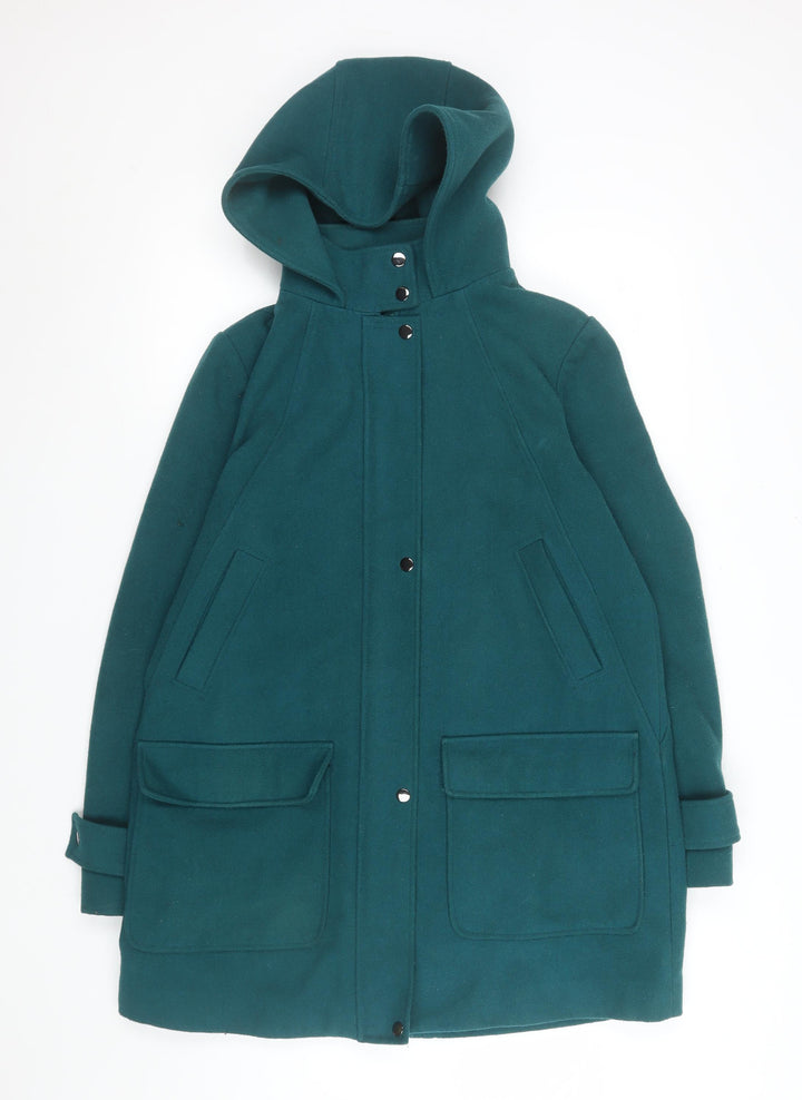 Maine New England Women's Green Hooded Wool Blend Parka Coat Size 14