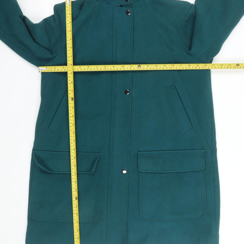 Maine New England Women's Green Hooded Wool Blend Parka Coat Size 14