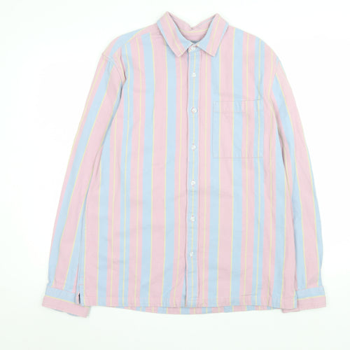 Topman Men's Multicoloured Striped Cotton Long Sleeve Button-Up Shirt Size S