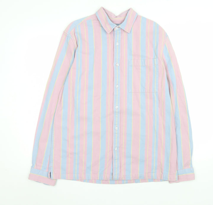 Topman Men's Multicoloured Striped Cotton Long Sleeve Button-Up Shirt Size S
