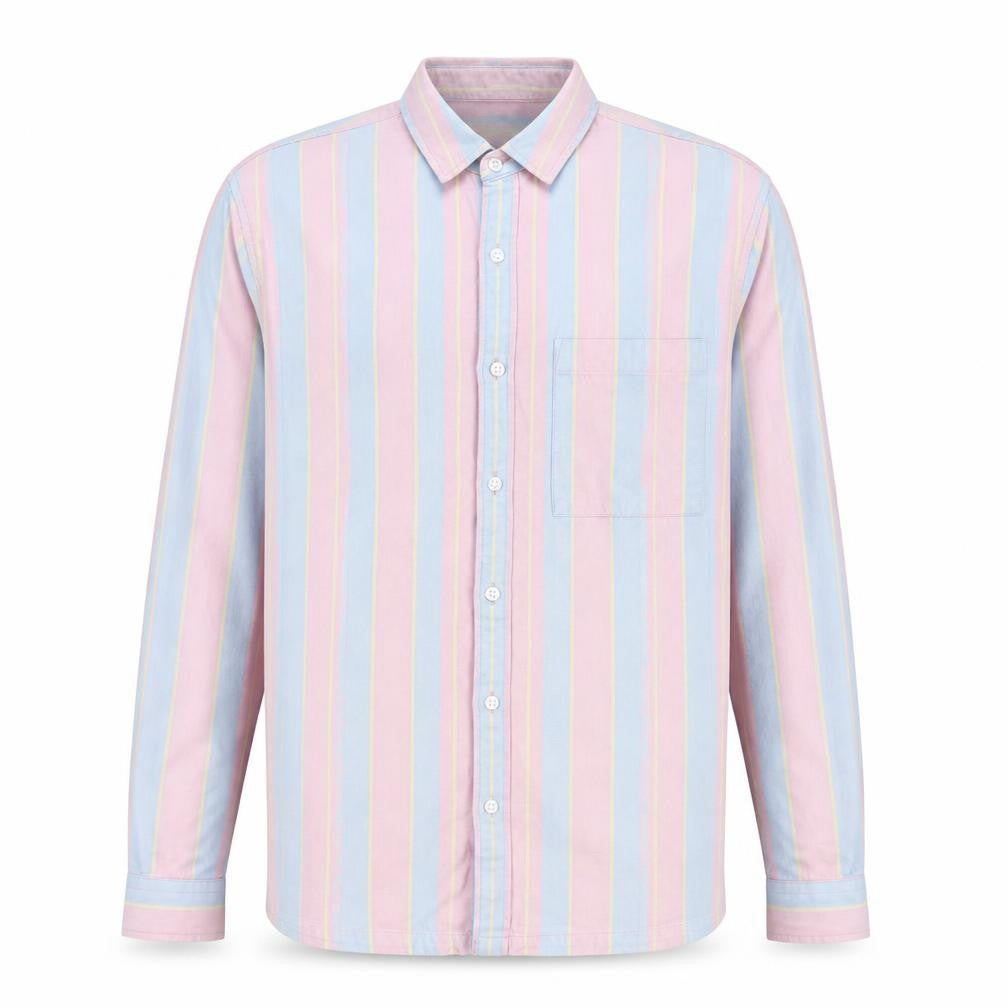 Topman Men's Multicoloured Striped Cotton Long Sleeve Button-Up Shirt Size S