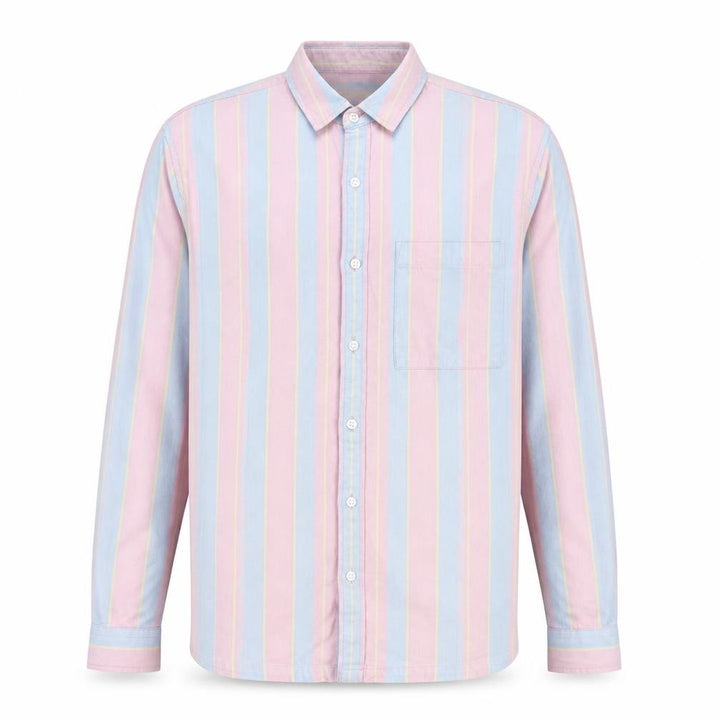 Topman Men's Multicoloured Striped Cotton Long Sleeve Button-Up Shirt Size S