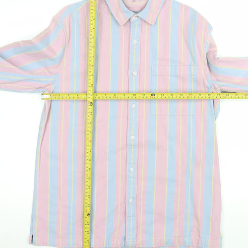 Topman Men's Multicoloured Striped Cotton Long Sleeve Button-Up Shirt Size S