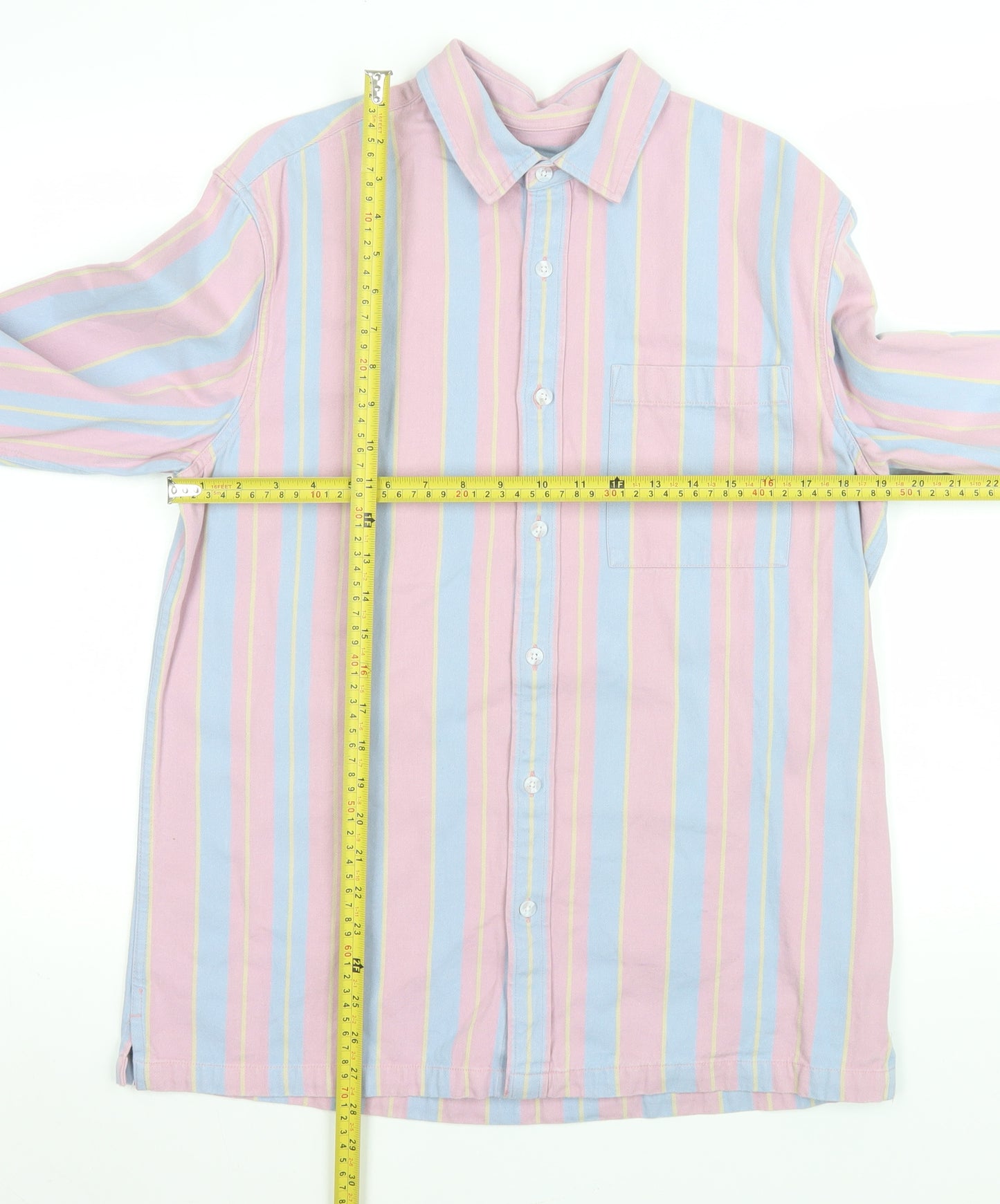 Topman Men's Multicoloured Striped Cotton Long Sleeve Button-Up Shirt Size S
