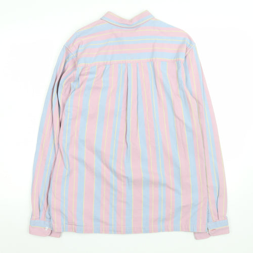 Topman Men's Multicoloured Striped Cotton Long Sleeve Button-Up Shirt Size S