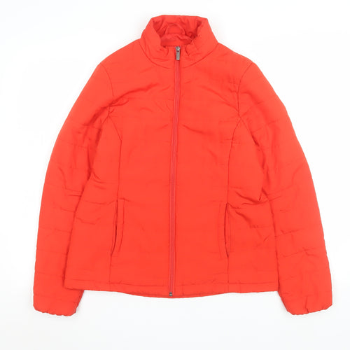 Marks and Spencer Women's Red Puffer Jacket Size 10 Lightweight Zip Up