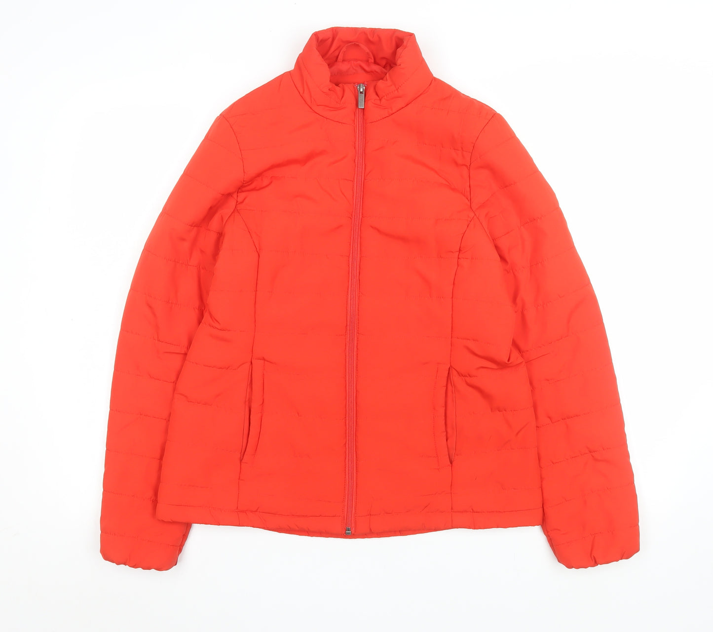 Marks and Spencer Women's Red Puffer Jacket Size 10 Lightweight Zip Up