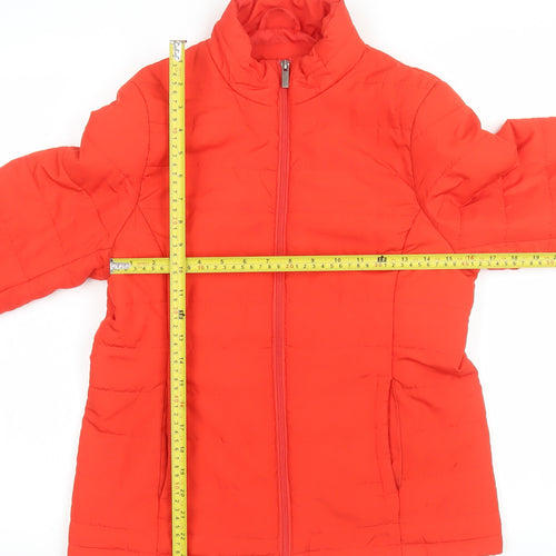 Marks and Spencer Women's Red Puffer Jacket Size 10 Lightweight Zip Up
