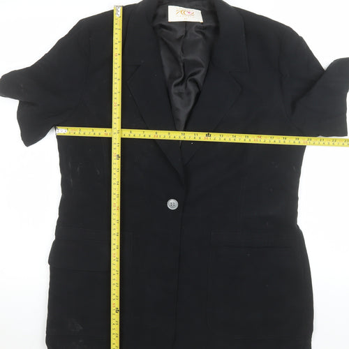 Country Casuals Women's Black Short Sleeve Button Tunic Blouse Size 12