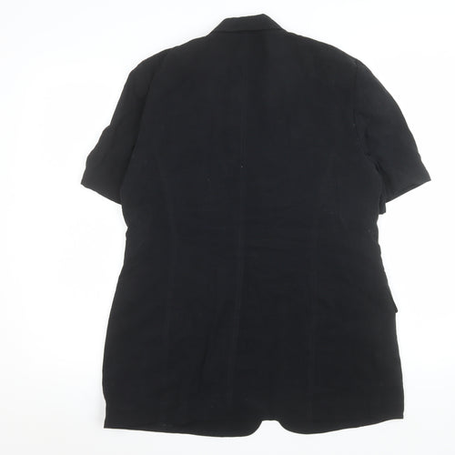 Country Casuals Women's Black Short Sleeve Button Tunic Blouse Size 12