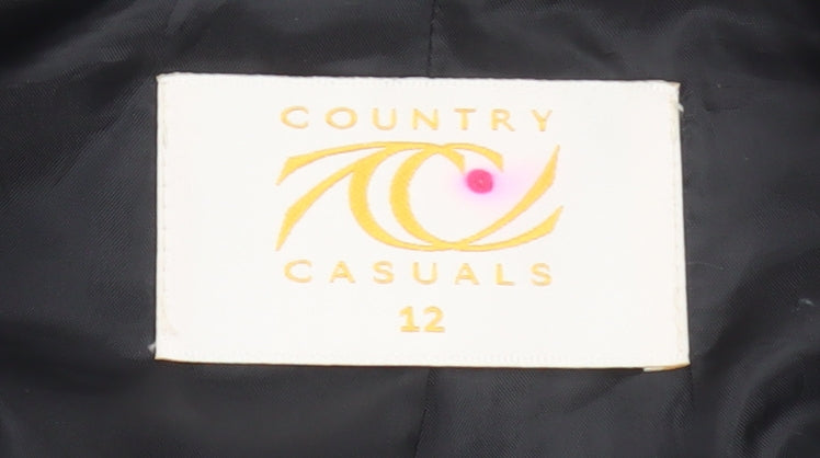 Country Casuals Women's Black Short Sleeve Button Tunic Blouse Size 12