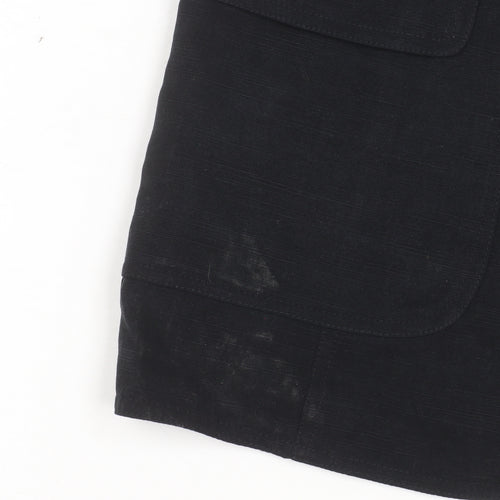 Country Casuals Women's Black Short Sleeve Button Tunic Blouse Size 12