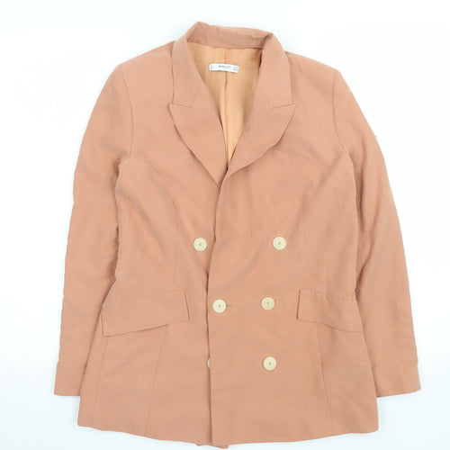 Mango Women’s Brown Double-Breasted Blazer Jacket Size 6 Tailored Fit