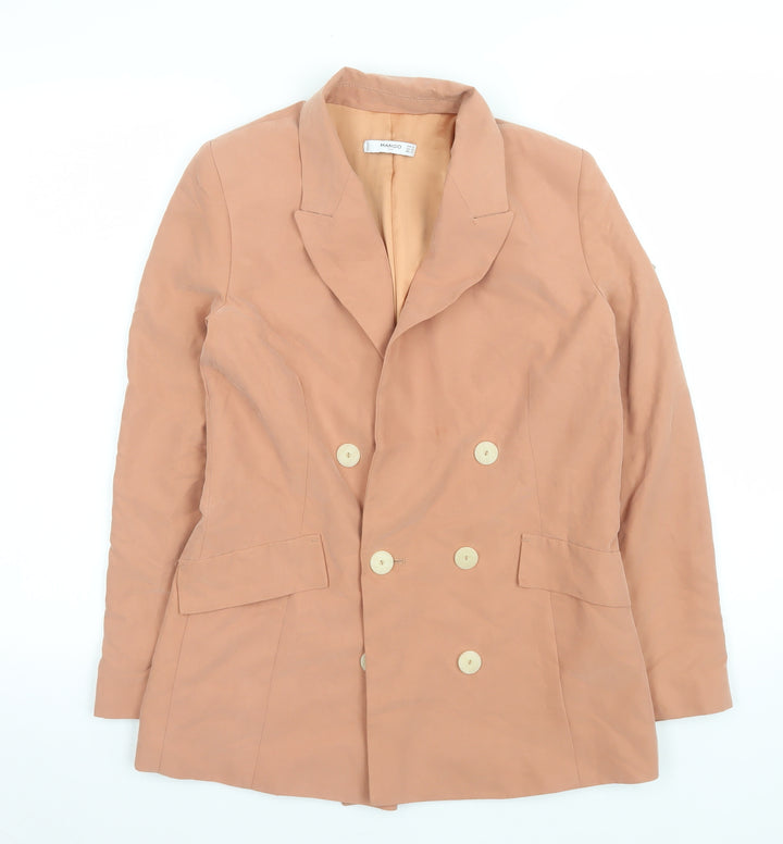 Mango Women’s Brown Double-Breasted Blazer Jacket Size 6 Tailored Fit