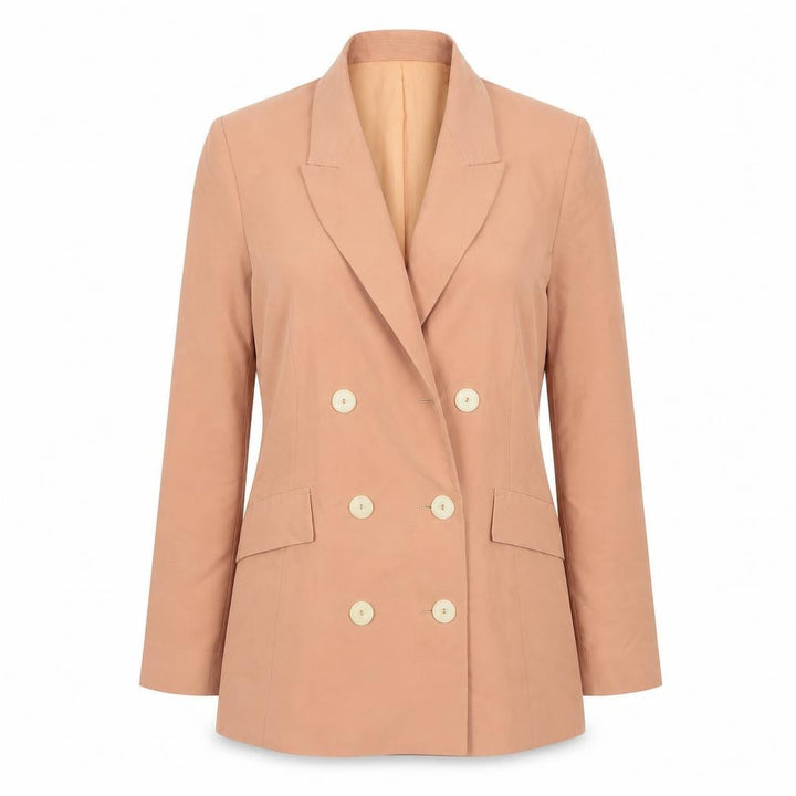 Mango Women’s Brown Double-Breasted Blazer Jacket Size 6 Tailored Fit