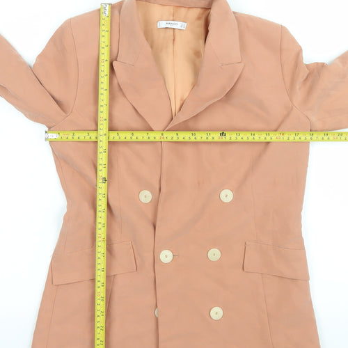 Mango Women’s Brown Double-Breasted Blazer Jacket Size 6 Tailored Fit
