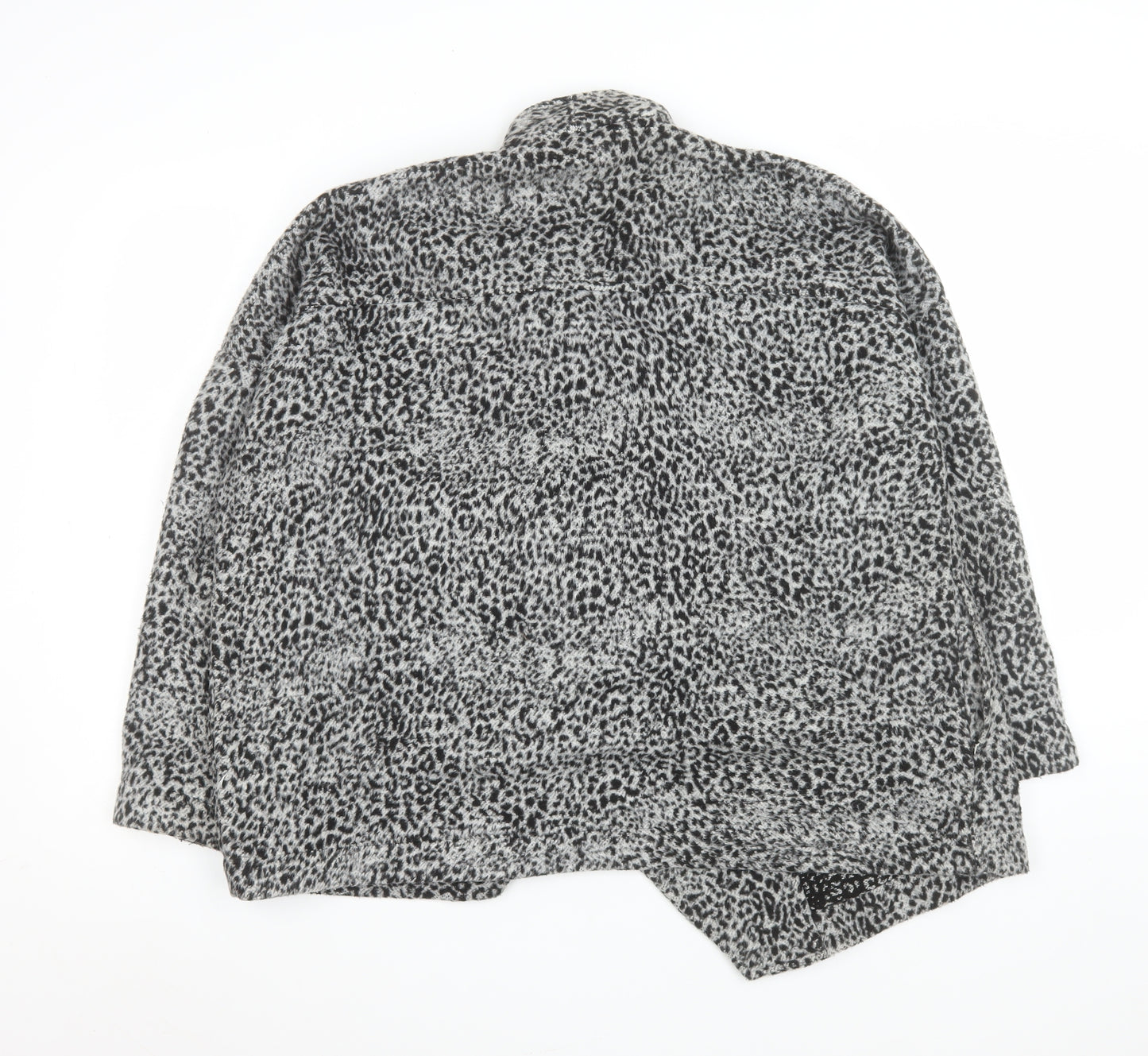 Religion Women Grey Animal Print Coatigan L Long Sleeve Open Front