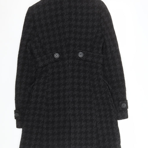 Mexx Womens Black Houndstooth Wool Blend Mid-Length Coat Size 8