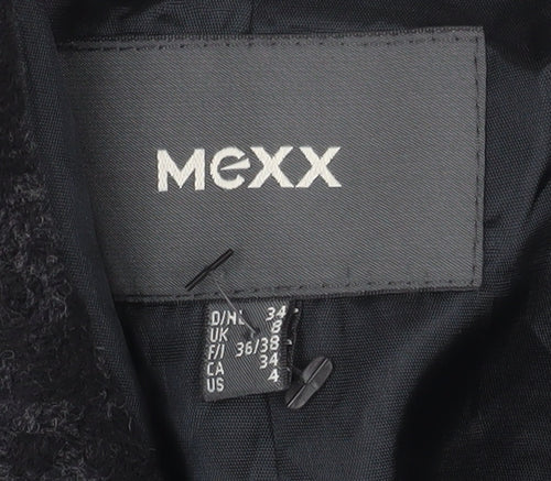 Mexx Womens Black Houndstooth Wool Blend Mid-Length Coat Size 8