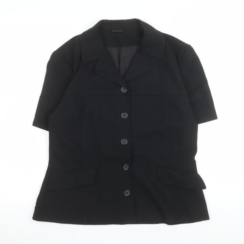 BAY Womens Black Short Sleeve Button-Up Blouse Size 14
