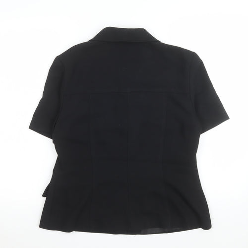 BAY Womens Black Short Sleeve Button-Up Blouse Size 14