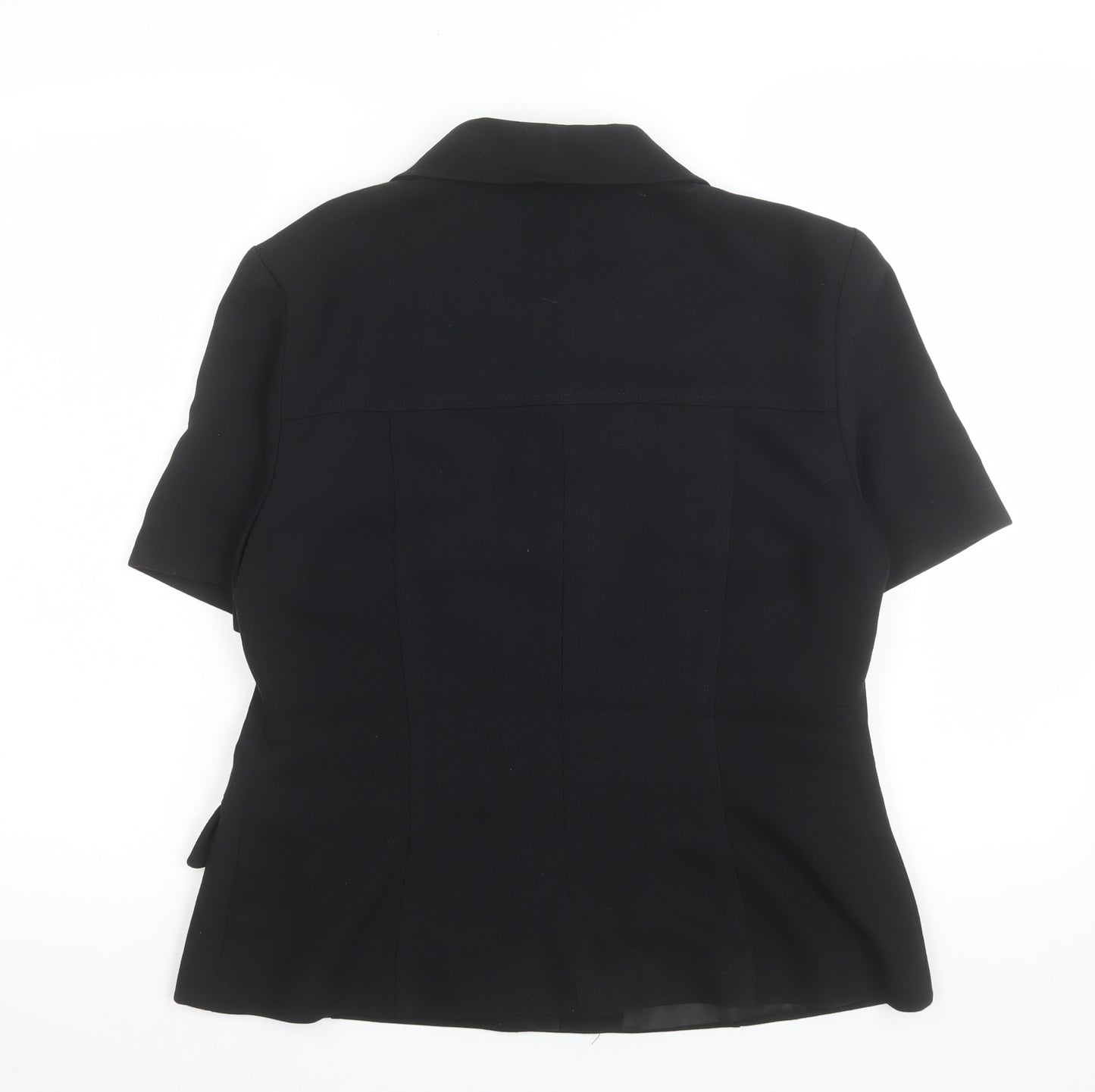 BAY Womens Black Short Sleeve Button-Up Blouse Size 14