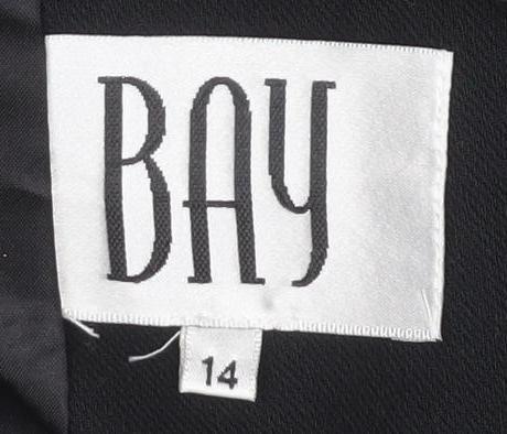BAY Womens Black Short Sleeve Button-Up Blouse Size 14