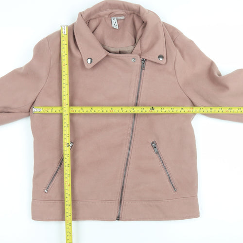 H&M Women’s Pink Biker Jacket Size 10 Lined Zip Casual Short