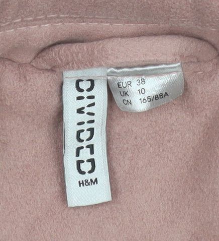 H&M Women’s Pink Biker Jacket Size 10 Lined Zip Casual Short