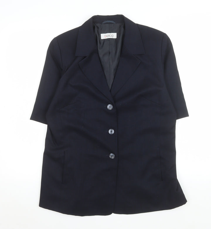 Gelco Black Short Sleeve Button-Up Shirt Size 14 Regular Fit