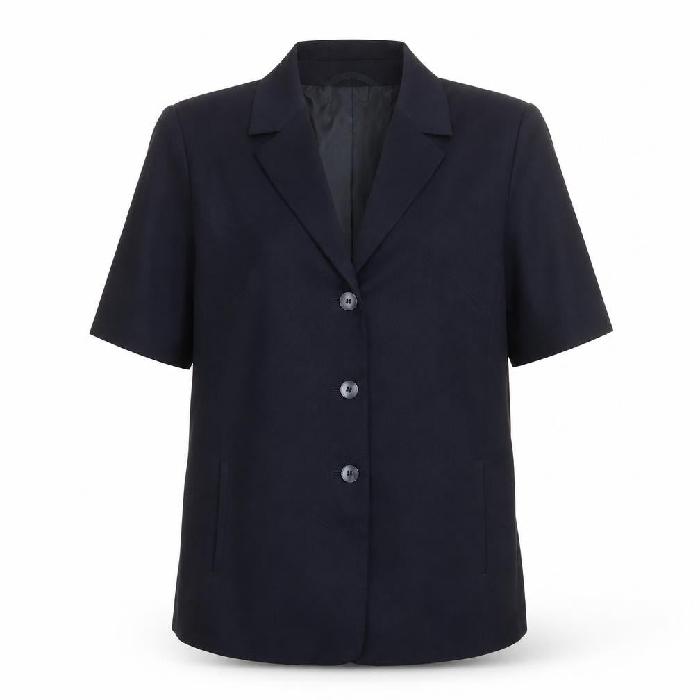 Front view of Gelco Black Short Sleeve Button-Up Shirt, size 14, Regular Fit