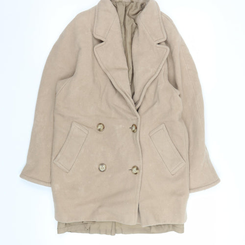 Marks and Spencer Women’s Beige Wool Pea Coat Size 10 Vintage