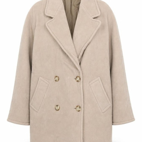 Marks and Spencer Women’s Beige Wool Pea Coat Size 10 Vintage