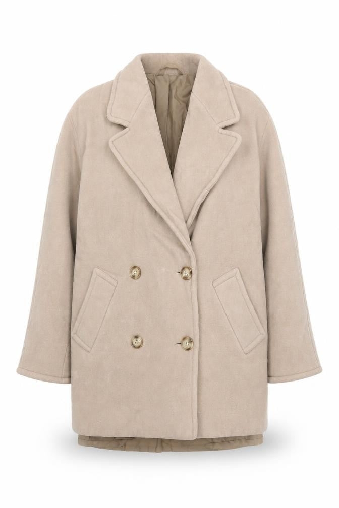 Marks and Spencer Women’s Beige Wool Pea Coat Size 10 Vintage