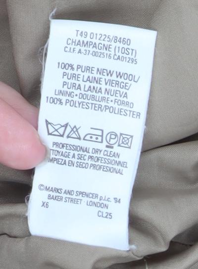 Marks and Spencer Women’s Beige Wool Pea Coat Size 10 Vintage