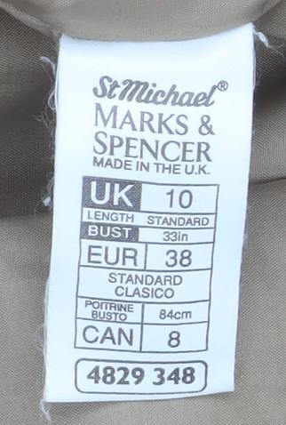 Marks and Spencer Women’s Beige Wool Pea Coat Size 10 Vintage