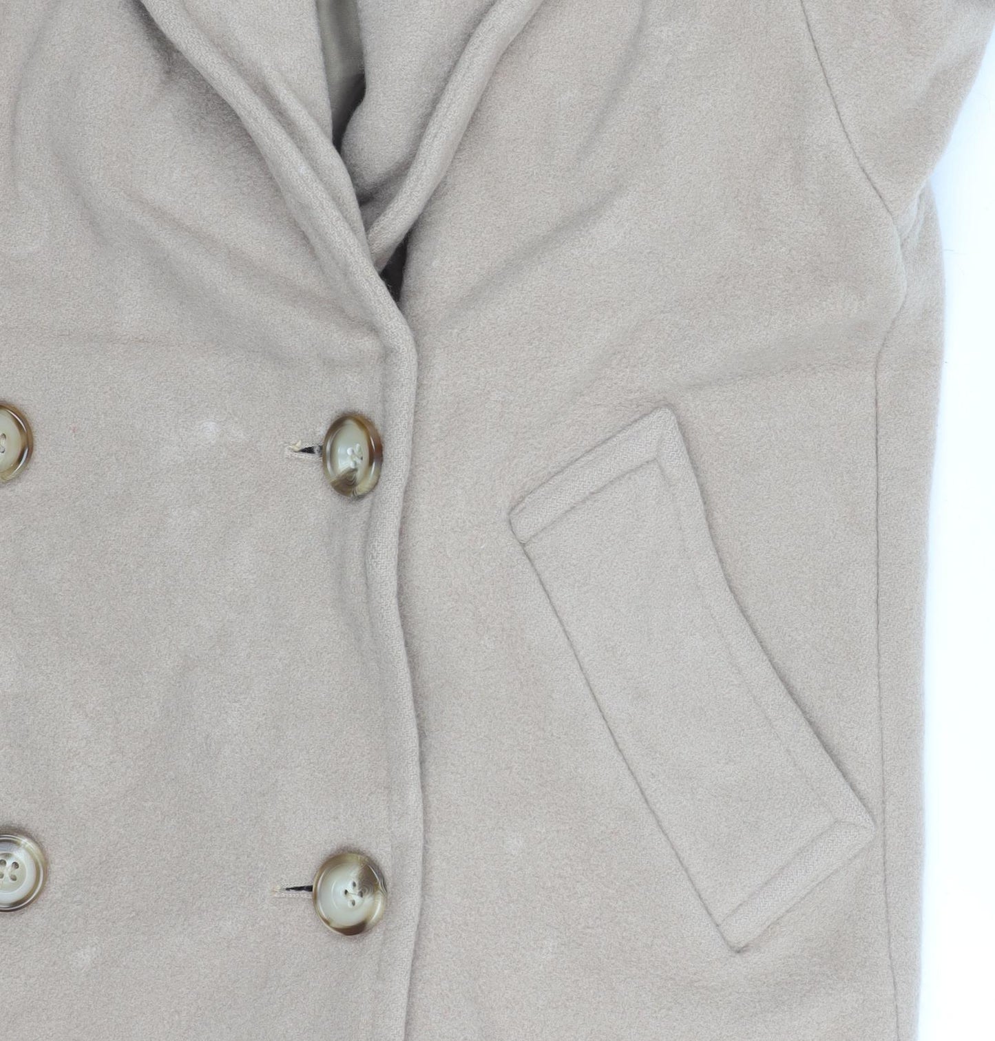 Marks and Spencer Women’s Beige Wool Pea Coat Size 10 Vintage