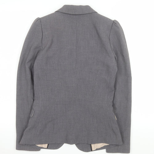 H&M Women Grey Single-Breasted Suit Jacket Size 8 Classic Fit