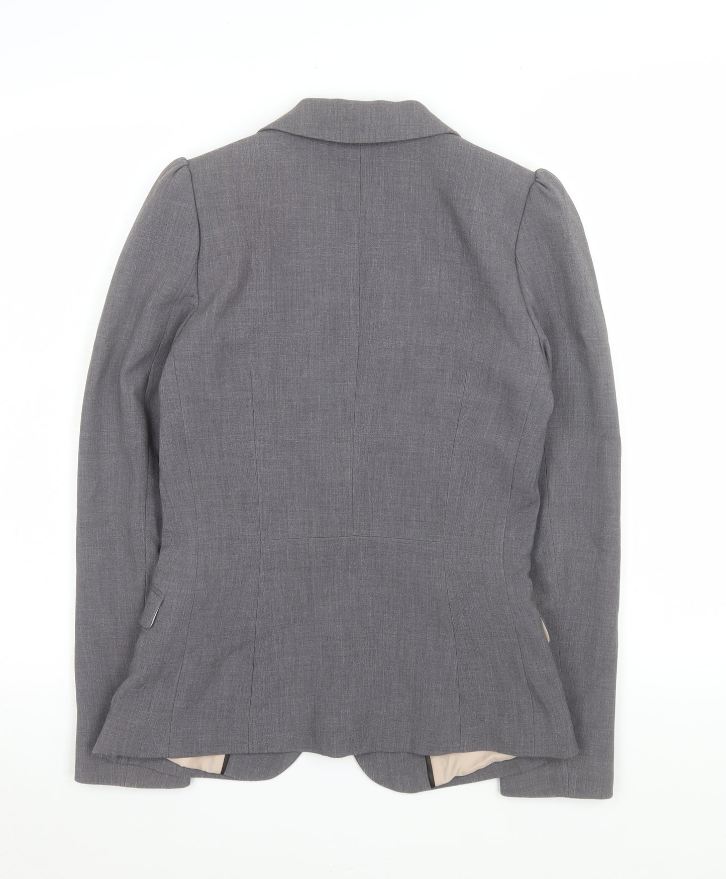 H&M Women Grey Single-Breasted Suit Jacket Size 8 Classic Fit