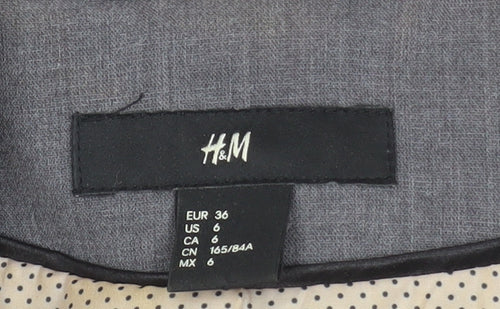 H&M Women Grey Single-Breasted Suit Jacket Size 8 Classic Fit