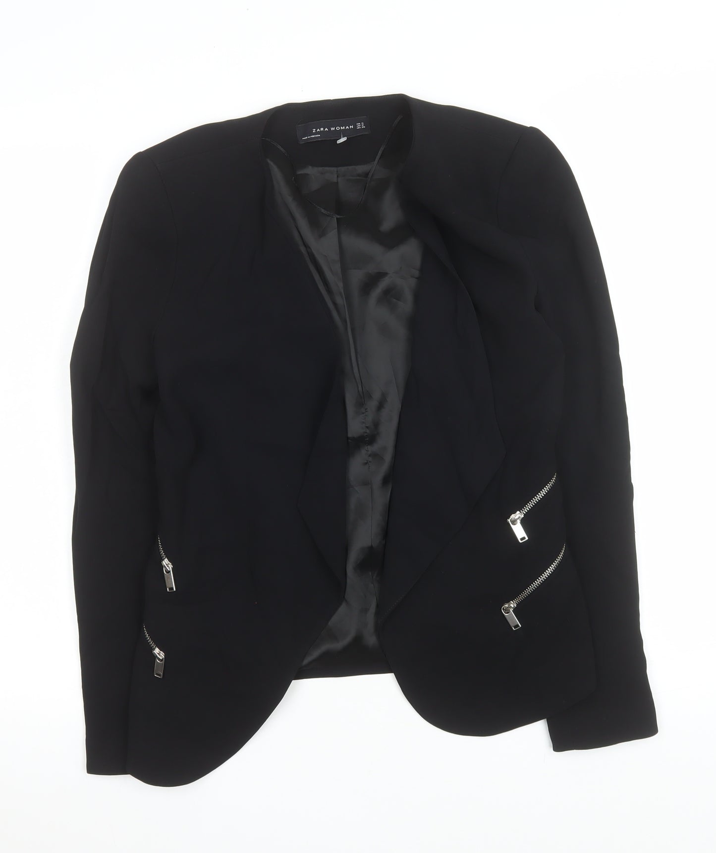 Zara Woman Black Slim Fit Tailored Blazer Jacket UK 8