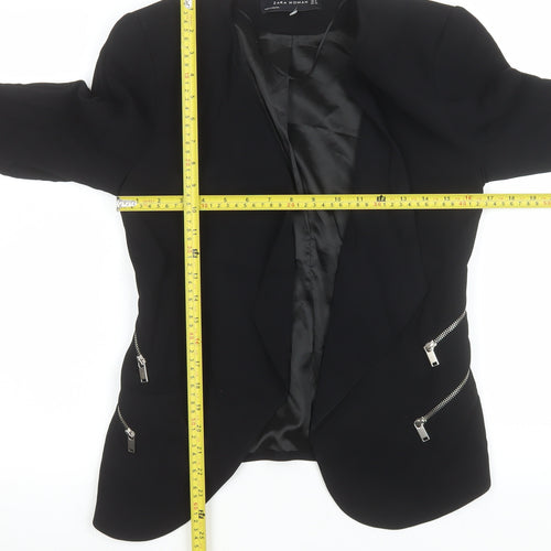 Zara Woman Black Slim Fit Tailored Blazer Jacket UK 8