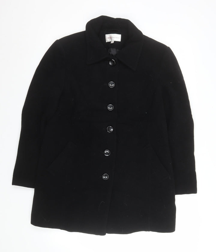 EWM Pure Classics Women's Black Wool Blend Mid-Length Coat Size 14
