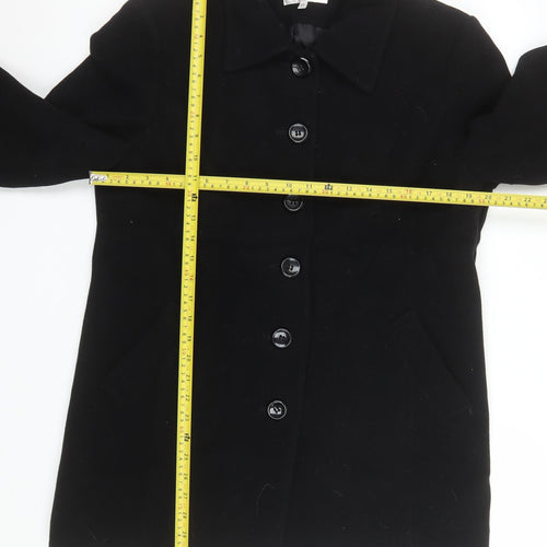 EWM Pure Classics Women's Black Wool Blend Mid-Length Coat Size 14