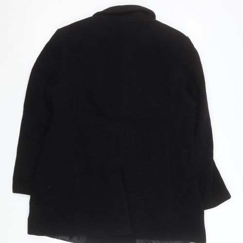 EWM Pure Classics Women's Black Wool Blend Mid-Length Coat Size 14