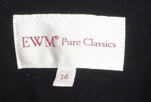 EWM Pure Classics Women's Black Wool Blend Mid-Length Coat Size 14
