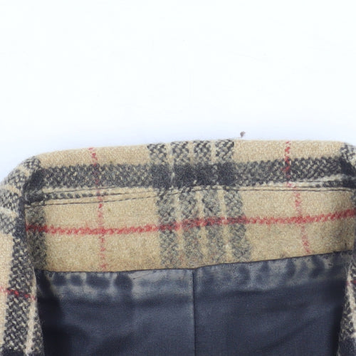 Gold by Michael K Women Beige Check Viscose Blazer Size 12
