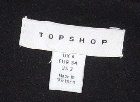 Topshop Unisex Black Long Hooded Polyester Overcoat Size 34