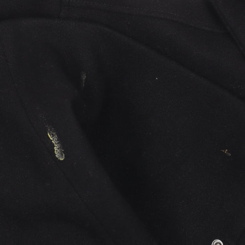 Topshop Unisex Black Long Hooded Polyester Overcoat Size 34